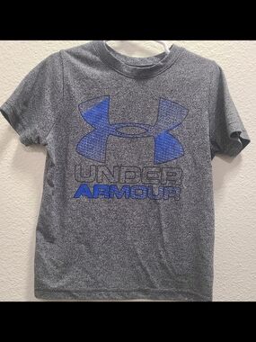 Under Armour Gray Short Sleeve Tee with Blue Logo